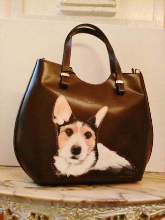 Muffin - dipinto a mano su borsa in pelle