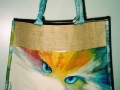 Borsa in juta e cotone dipinta a mano