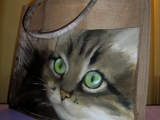 Ritratto di Sara - borsa in juta e cotone dipinta a mano