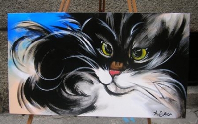 Gatto - acrilico su tela, f.to 40x70