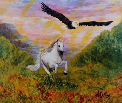 Maurizio - Cavallo e Aquila, acrilico su tela,50x60