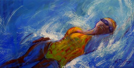 Il nuoto - smalto,acrilico su tela 50x100