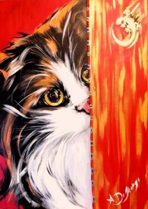 Gatto e Jeko, acrilico su tela, 50x60